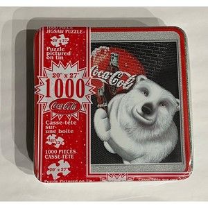 RARE 1999 Coca Cola “Look” Bear  -1000 Piece Puzzle 20x27 --BRAND NEW sealed tin